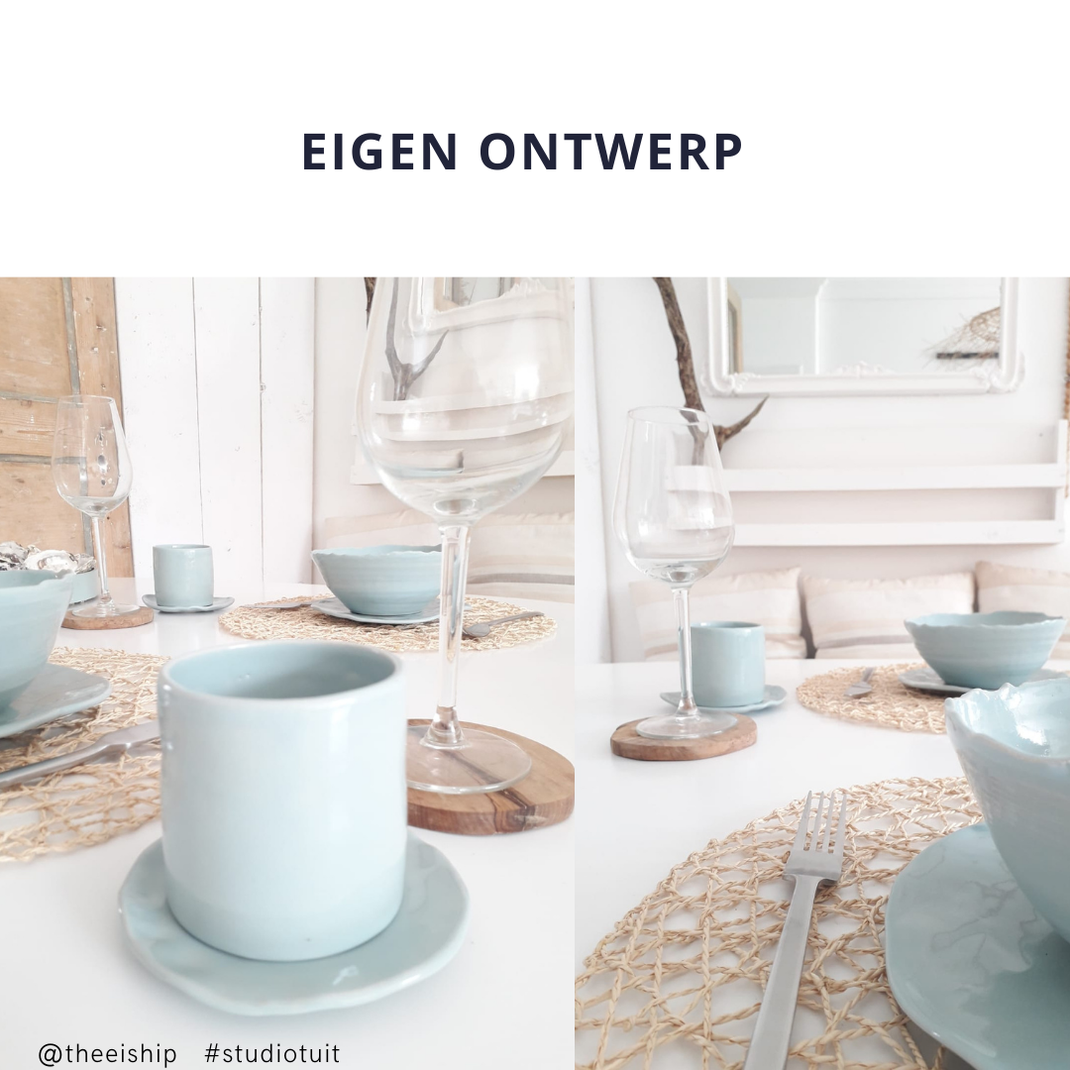 Eigen ontworpen servies in samenwerking met Studio Tuit en Thee is Hip!