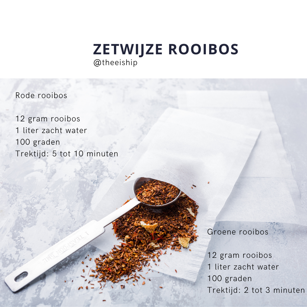 Zetwijze groene en rode rooibosthee. By Thee is Hip!