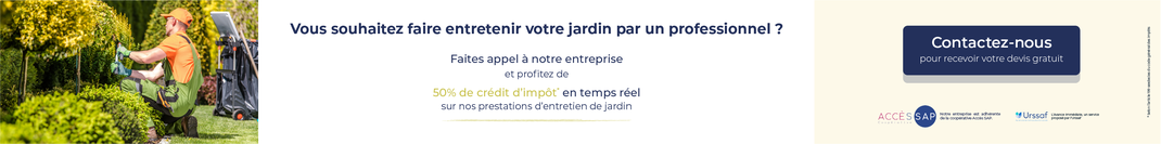 Entretien de jardin par service à la personne avec la coopérative Accès Sap, partenaire de l'entreprise Sylva Jardins Paysages.