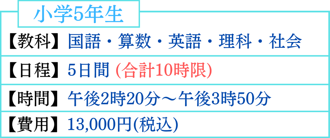 小学5年生　夏期講習