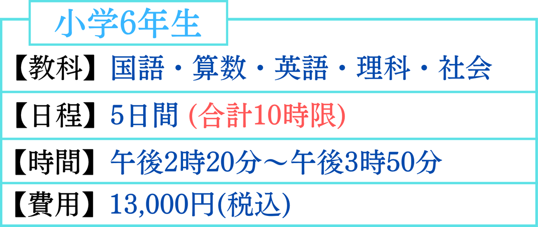 小学6年生　夏期講習