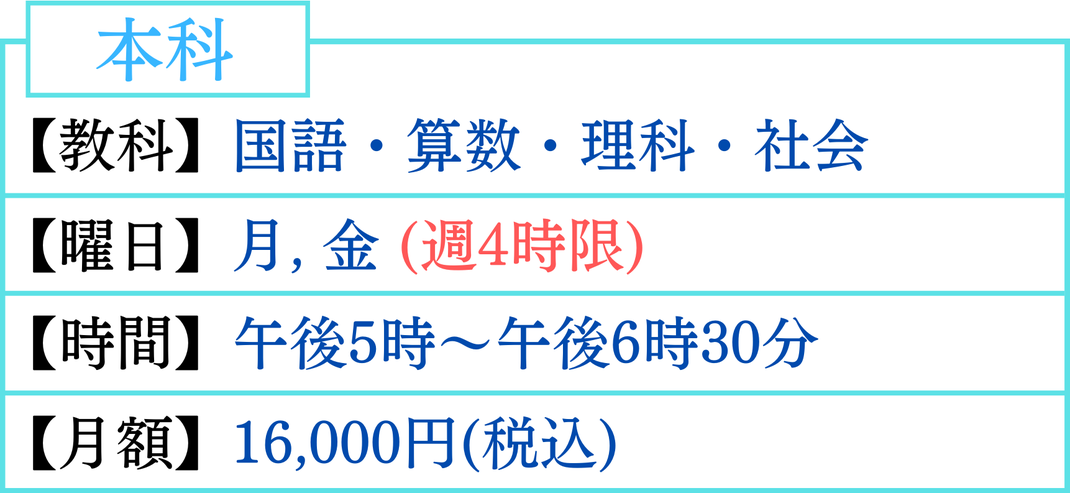 国語 算数 理科 社会 月曜日 金曜日 時間割