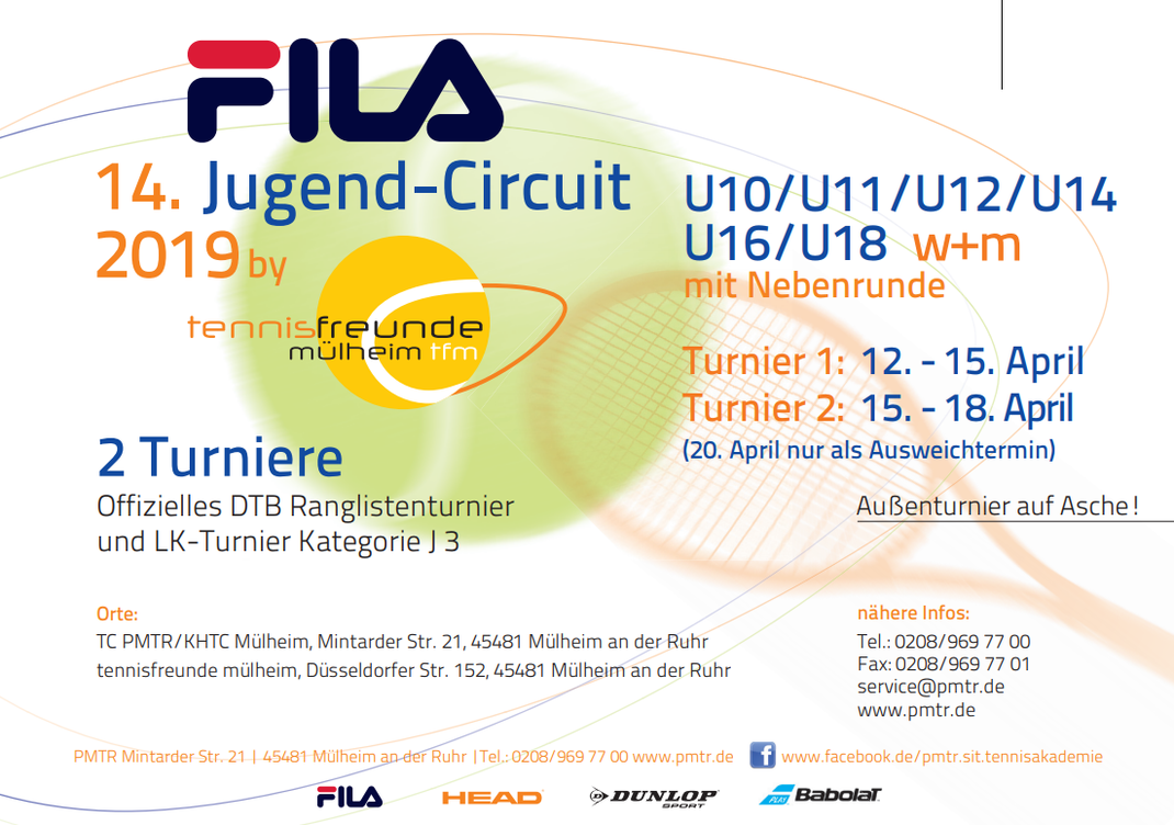 Fila Jugend Circuit 2019, PMTR, Tennisakademie, Tennisturniere, Achseturnier, Hallenturnier, Rebound Ace, Claus Uwe Schumann, Kindertennis, Tennis für Jugendliche, KHTC, Mülheim an der Ruhr