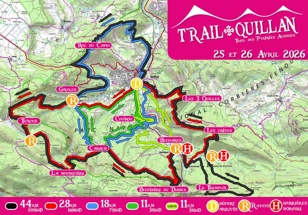 Trail Quillan - Plan des parcours