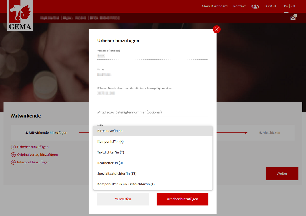 Fehlende TNA- und TNE-Rollen im GEMA Dashboard