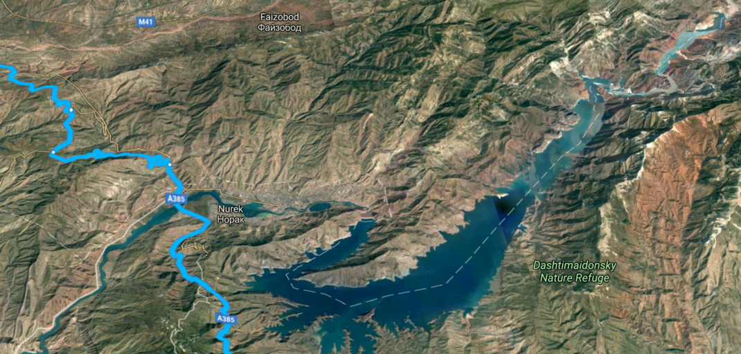 Tajikistan. The Nurek Reservoir view from the ISS