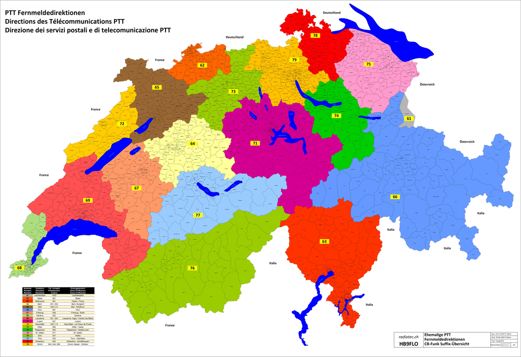 CB Funk Schweiz Rufzeichen- Nummern Karte Suffix übersicht CB Funk Schweiz Wolf78-overland.ch wolf78