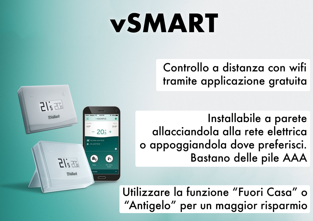 vendita e installazione della centralina vaillant vsmart per il controllo del riscaldamento e acqua calda sanitaria anche da fuori casa con l'applicazione gratuita di vaillant