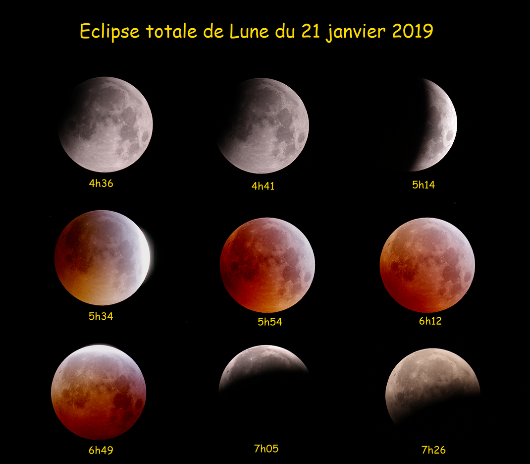 Un ciel exceptionnel pour observer cette éclipse totale de Lune.  Superbe spectacle pendant la totalité où les étoiles réapparaissent.