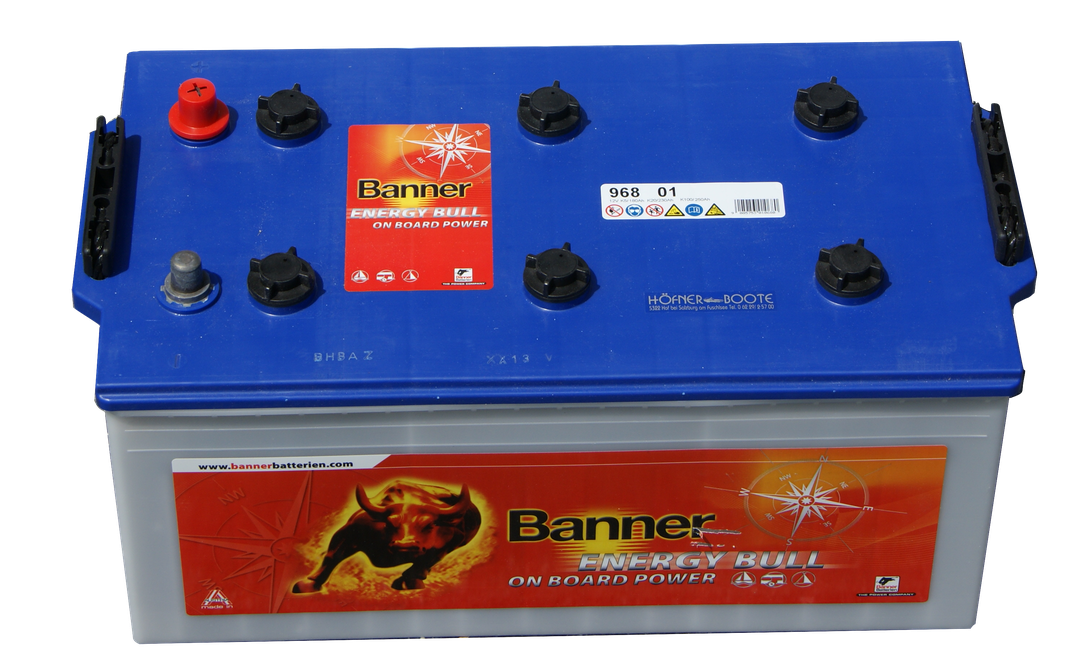 Banner 96801  Energy Bull 12 Volt 230 Ah Bootsbatterie, lagernd,  Versorgerbatterie Solarbatterie, Campingbatterie Batterie für Elektroboot Fischerboot Bootsmotor Österreich Hof bei Salzburg am Fuschlsee Höfner-Boote® , Preis in € inkl. 20% MwSt.