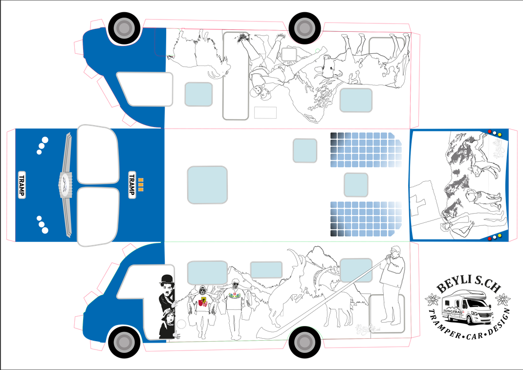 Wohnmobil zum ausmahlen, Bastelbogen