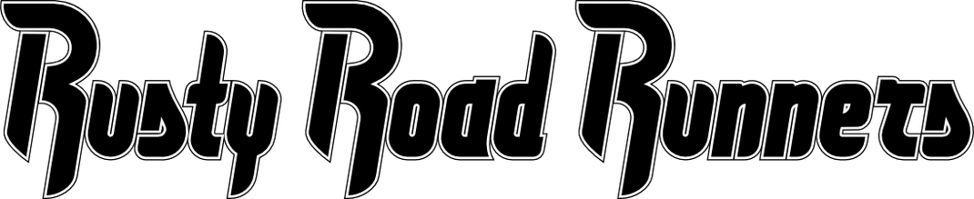 Logo, Schriftzug Rusty Road Runners, Schreibschrift, Hardrock, Metal, Rock, Rock And Roll, Band, Live, Bühne, Show, 