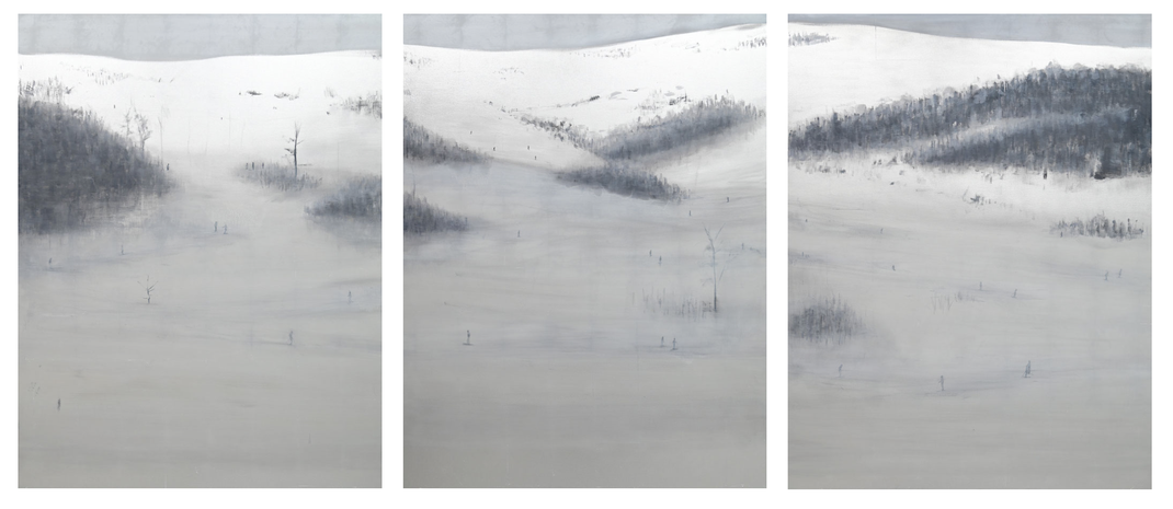 Winterwald I, II, III à 170x130cm, oil and aluminium leaf on canvas, 2025 