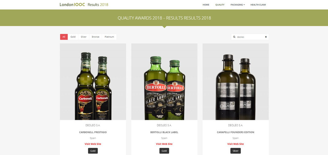 Bertolli gewinnt an der London Olive Oil Competition Gold, Silber und Bronze