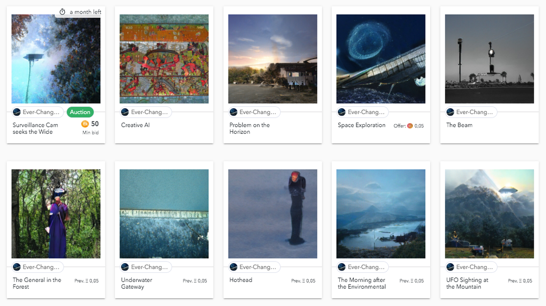 Version 1.0 of the ECCA-Tokens as of 2019-11-21: AI-generated Artworks from the studies folder of artist Hans Benzin.