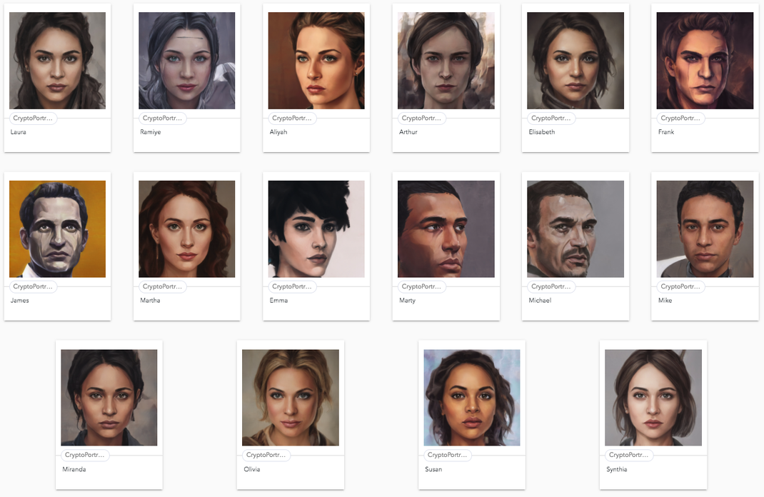 Initial released CryptoPortraits