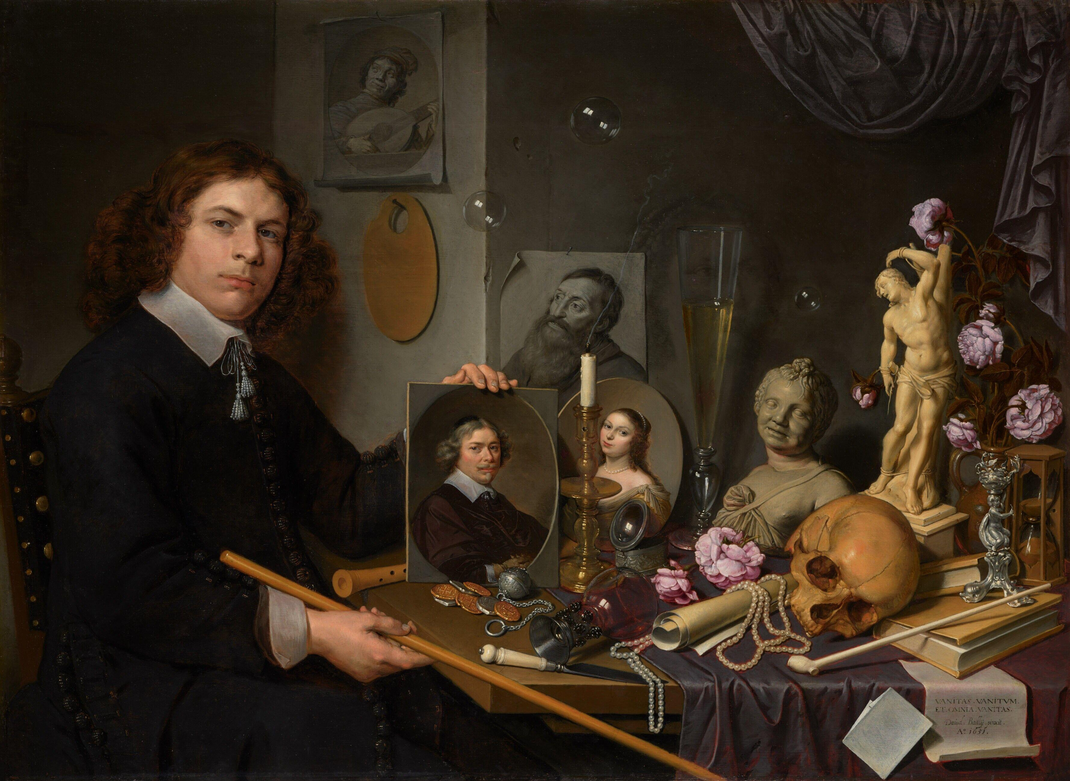 Vanitas Still Life with Portrait of a  Young Painter by David Bailly