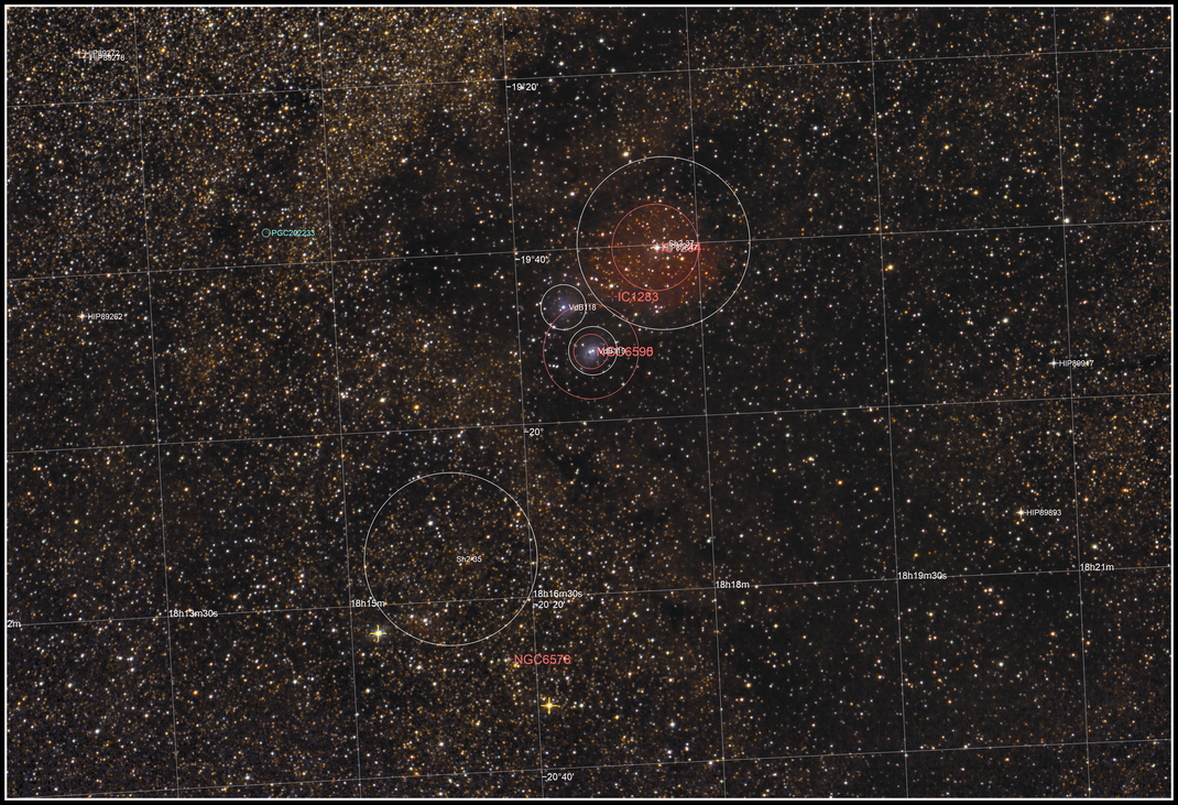  IC 1284, IC 1283, Sh-2 37, VdB 118, NGC6590 und NGC 6595 - MeixnerObservatory