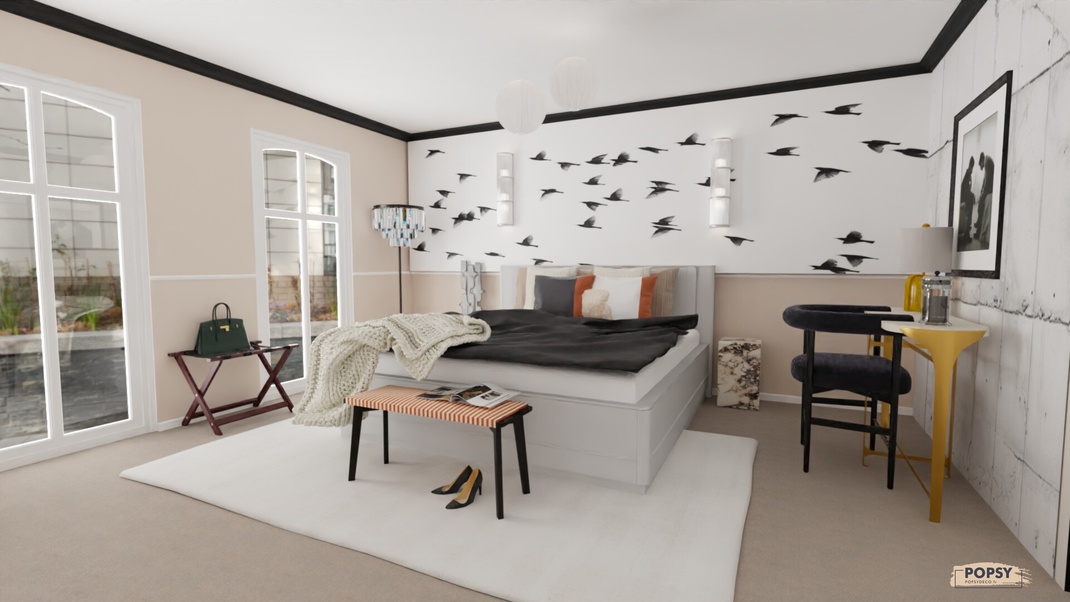 chambre d'hôtel conception projection 3d popsy deco popsydeco bordeaux architecte d'intérieur nouvelle-aquitaine décoratrice intérieur rénovation hotel