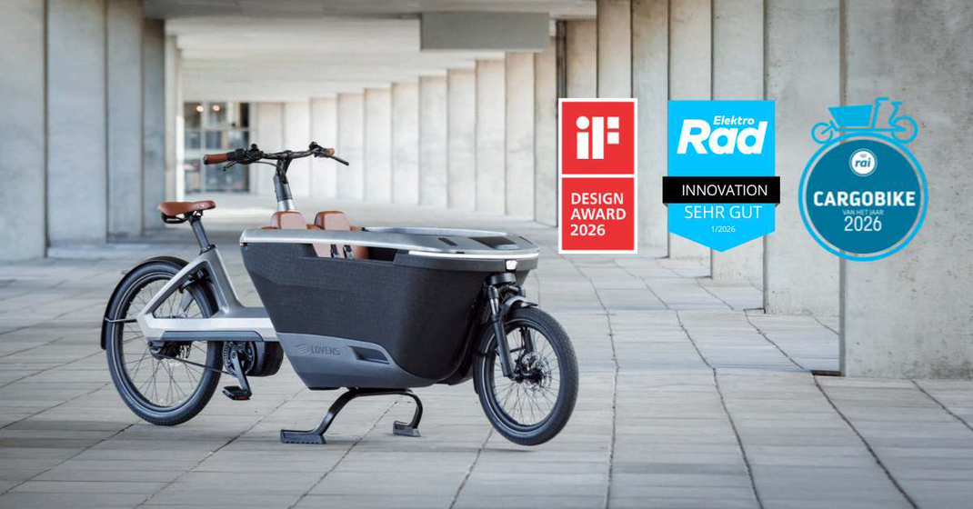 Lovens Explorer 2 Lastenrad Cargobike Designaward 2026 ElektroRadTest sehr gut