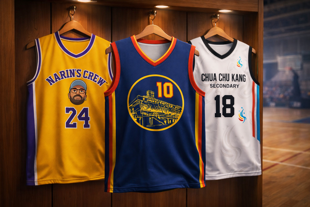 Real team basketball jerseys produced using full sublimation printing.