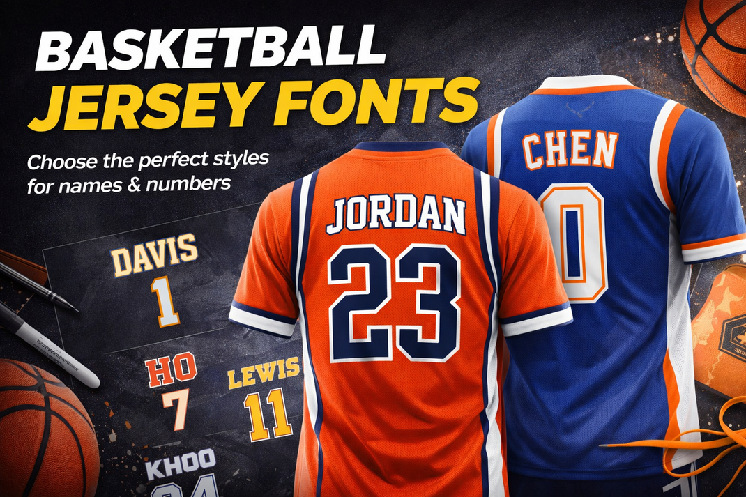 Basketball jersey fonts and number styles for custom team kits
