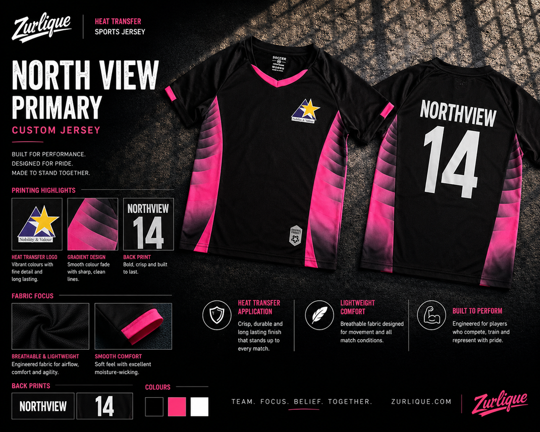 North View Primary custom heat transfer sports jersey presentation board by Zurlique