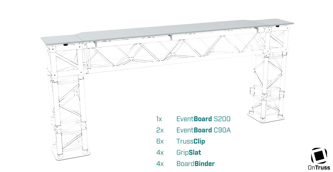 OnTruss Arriba | Das EventBoard als Theke | Theke in GERADER Ausführung