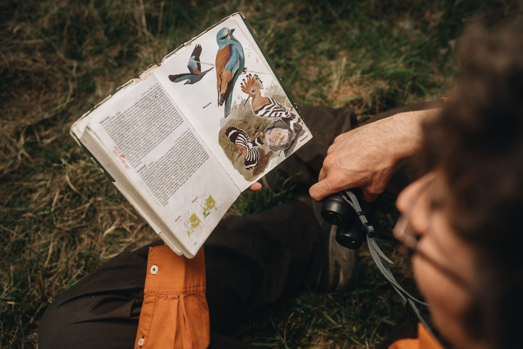 Vogelphilipp mit Bestimmungsbuch - Fotograf: Alexey Testov
