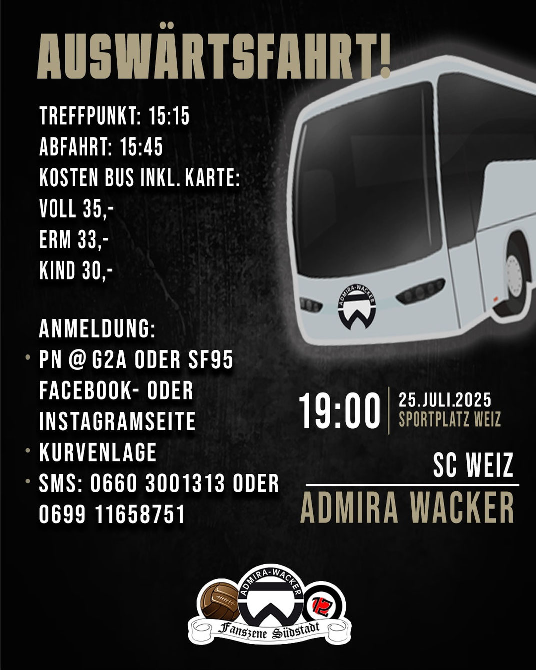 Alle Informationen zur Auswärtsfahrt nach Weiz