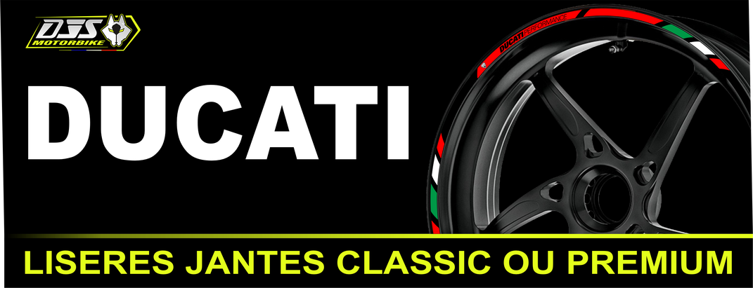 Liserés de jantes moto DUCATI – kit adhésif jantes classic ou premium – DJS Motorbike