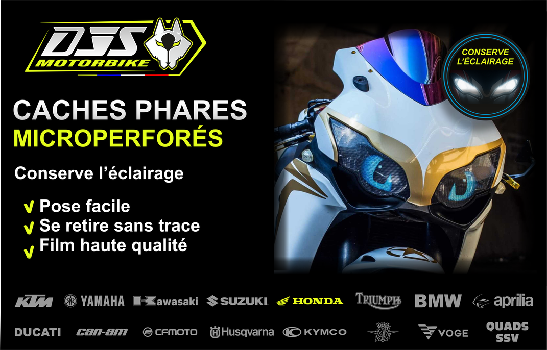 Caches phares moto microperforés HONDA  – protection optique qui conserve la luminosité