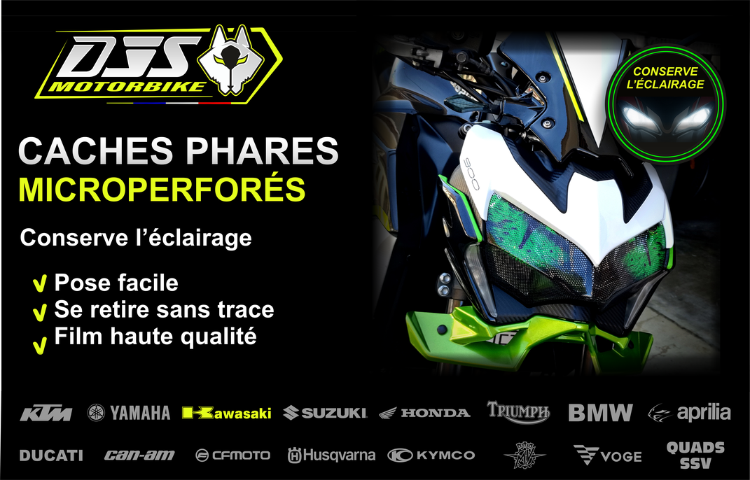 Caches phares moto microperforés BMW  – protection optique qui conserve la luminosité