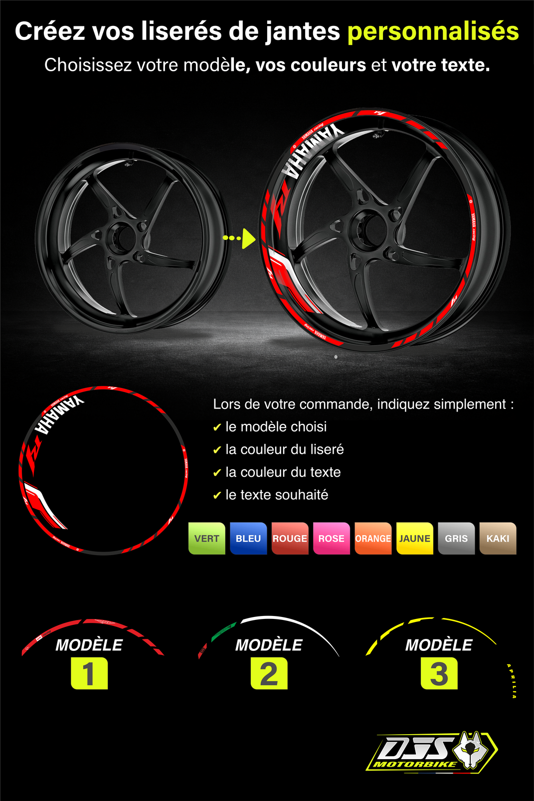 Liserés de jantes moto personnalisés – kit adhésif jantes classic ou premium – DJS Motorbike
