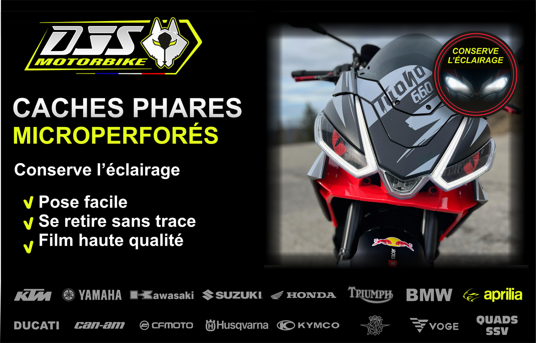 Caches phares moto microperforés APRILIA  – protection optique qui conserve la luminosité