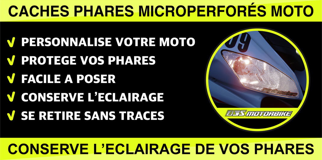 Caches phares moto microperforés BMW  – protection optique qui conserve la luminosité