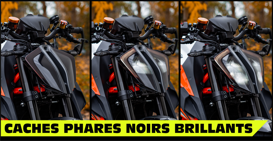 Film noir brillant pour phare moto – cache phare teinté noir clair ou foncé – protection optique moto