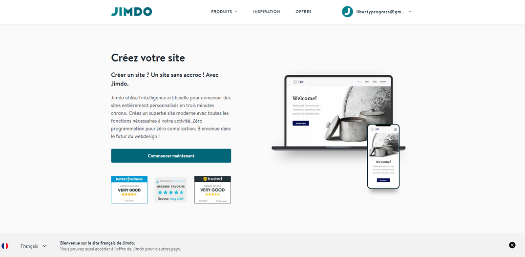 jimdo créateur de site internet