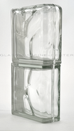 Seves Glassblock  Kurvenendstein Clear 1919/8 Double End Wave Glasbaustein Glasstein Glass Blocks Wolke Abschlussstein Glasbausteinwand Solaris