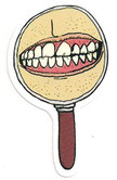 PEGATINA/STICKER - ESPEJO DIENTES - 7,6 CM X 4,6 CM (NUEVA) 0,80€.