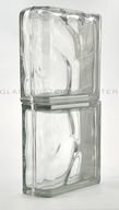 Seves Glassblock  Kurvenendstein Clear 1919/8 Double End Wave Glasbaustein Glasstein Glass Blocks Wolke Abschlussstein Glasbausteinwand Solaris