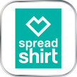 A white button with a thin silver edge. The Spreadshirt logo is on the white inner surface.