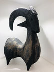 sculpture, ceramique noire de Dominique Pouchain, esprit vintage, atelier 55, galerie st tropez,, chevre, années 50, animaux