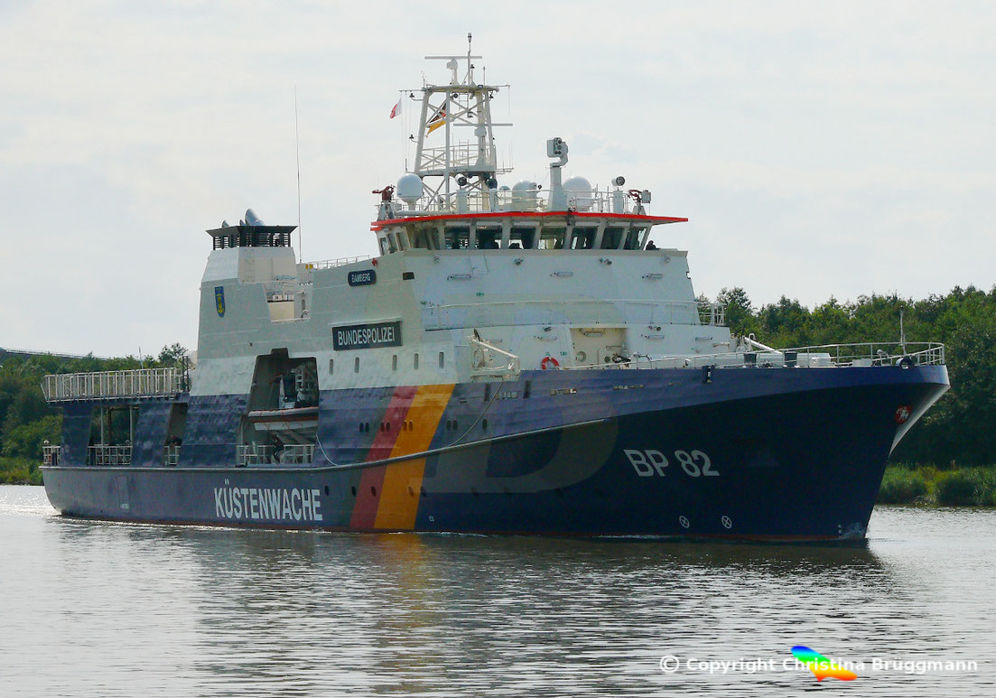 Das neue Einsatzschiff der Bundespolizei, die BAMBERG (BP82),