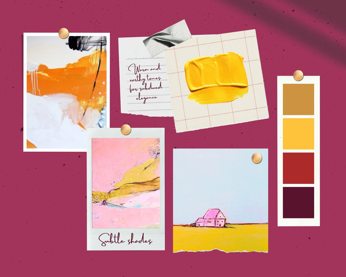 moodboard Wandfarbe und gelb rosa Bilder