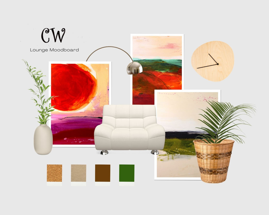 moodboard Wandfarbe und goldene beige weinrote Bilder