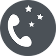Piktogramm eines Telefonhörers mit Sternen in der Nacht