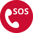 Piktogramm eines Telefonhörer und der Aufschrift SOS
