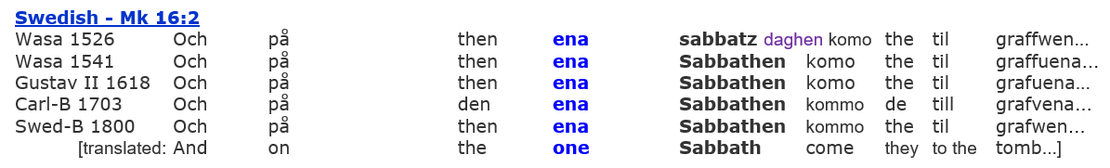 Mk 16:2, Swedish Bibles, Resurrection Sabbath Jesus