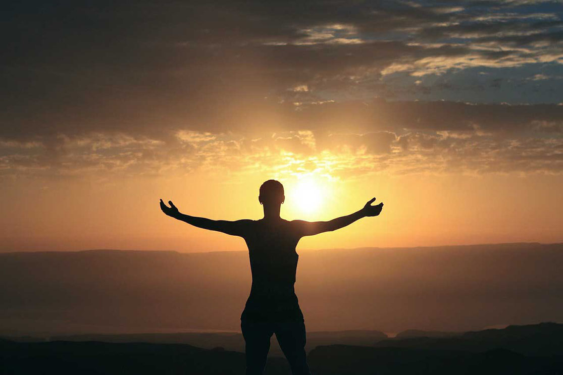 positive Affirmation Ausführung Selbstbewusstsein Sonnenuntergang